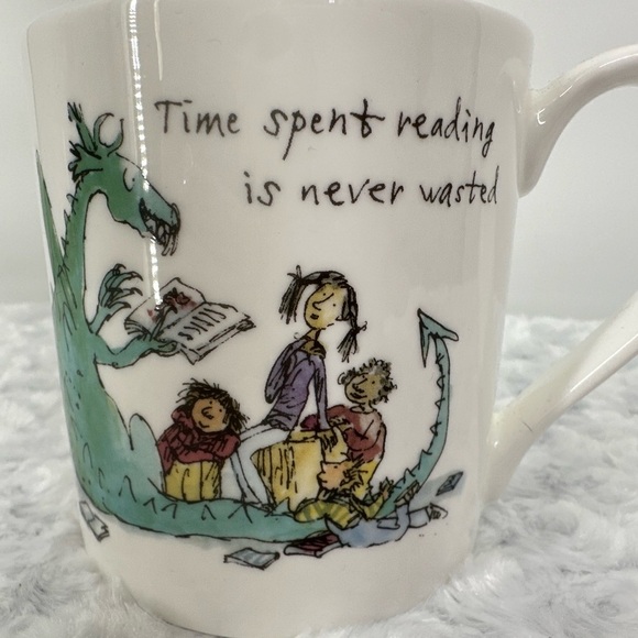 Quentin Blake “Time Spent Reading” Bone China Coffee Mug - Picture 1 of 6